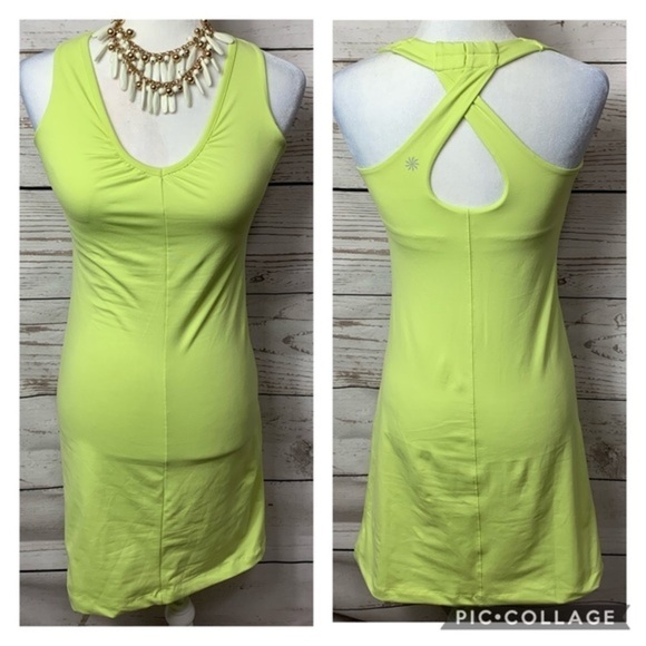 NWT Athleta Lime Green Twist Racerback Dress - Picture 1 of 8